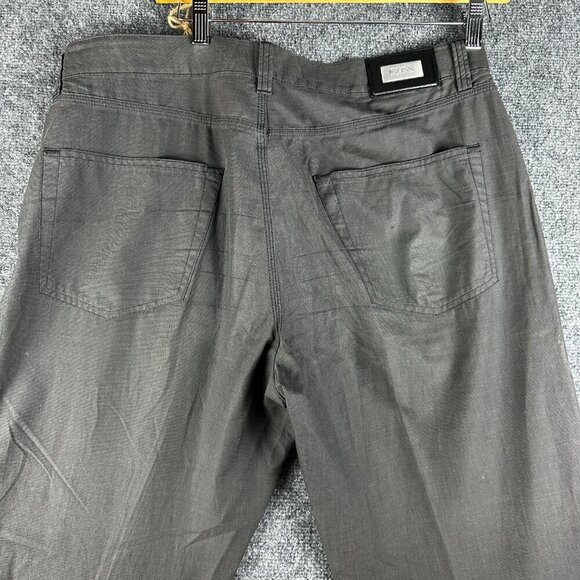 Hugo Boss Pants Mens 38 Alabama Gray Cotton Flat Front Pockets Straight Chino - Picture 8 of 10